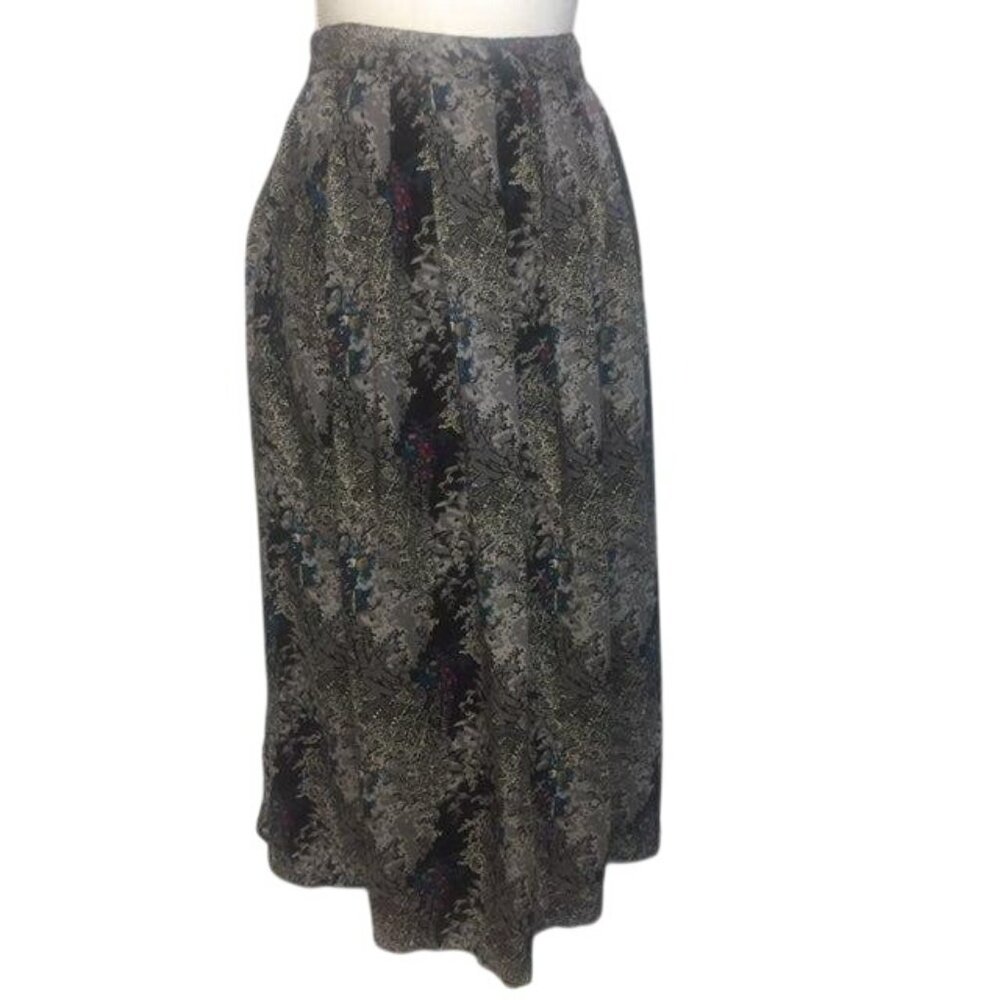 Vintage Code 7 New York Skirt Size 9 Black Gray Blue Red Tan Floral Pockets Used - Picture 4 of 14